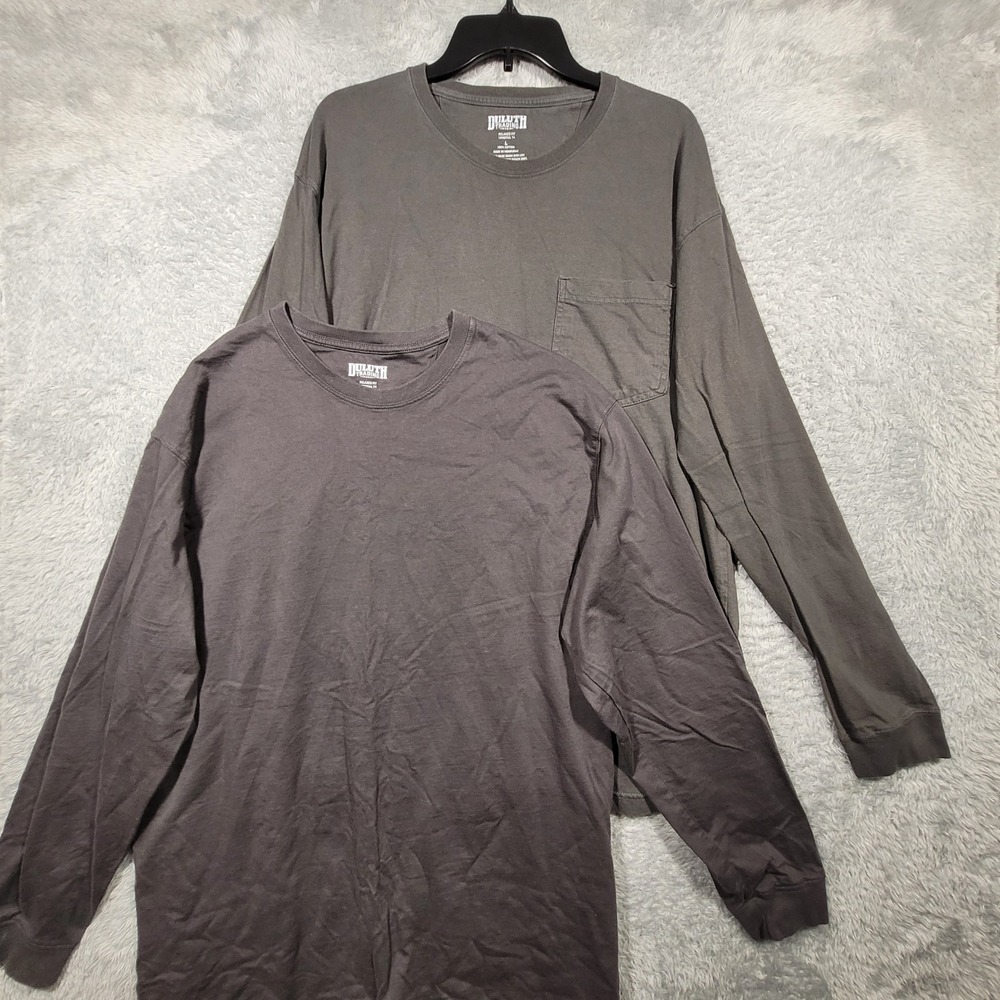 Duluth Trading Co. Longtail  Long Sleeve Shirt Gray Relaxed Fit Lot of 2 Mens L